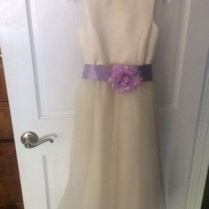 Flower Girl/Party Dress - David's Bridal, Sz 6, White with sash.AND bracelet
